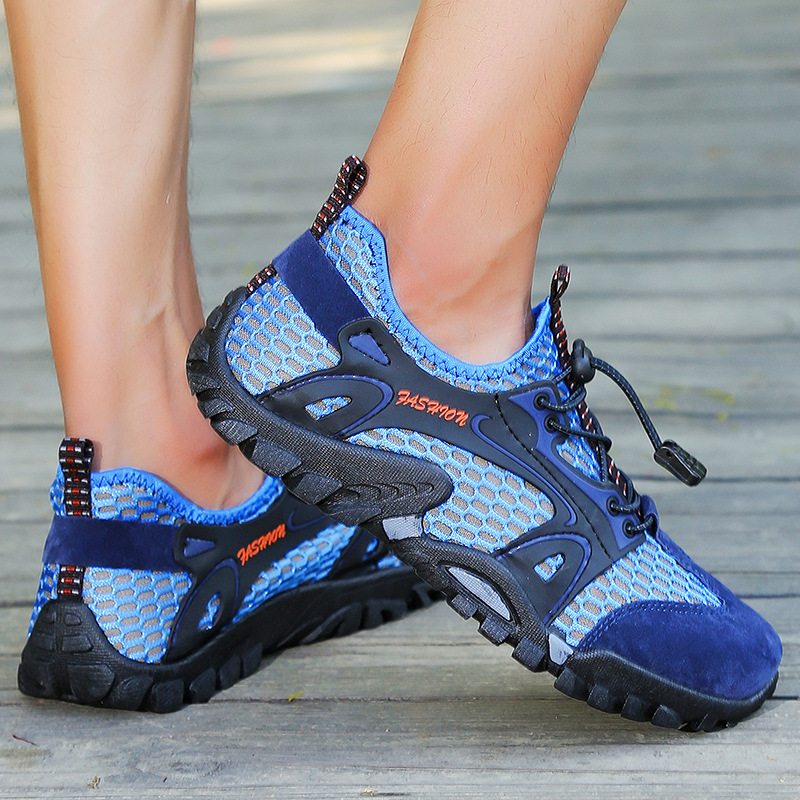 Men&#039;s Shoes Summer Breathable Mesh Hiking Shoes Fashion Wading Shoes Stitching Mesh Casual Travel Shoes Outdoor Stream Trekking Shoes