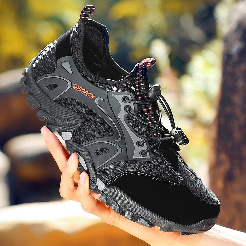 Men&#039;s Shoes Summer Breathable Mesh Hiking Shoes Fashion Wading Shoes Stitching Mesh Casual Travel Shoes Outdoor Stream Trekking Shoes