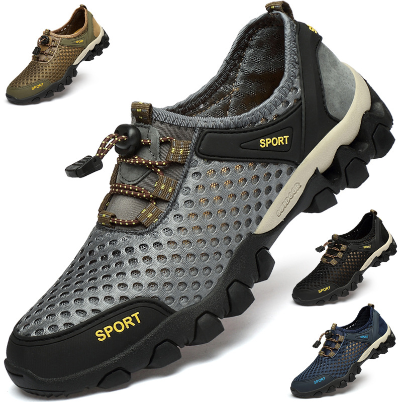 Men&#039;s Shoes 2021 Summer Outdoor Stream Trekking Shoes round Head Hiking Shoes Sports Outdoor Wading Mesh Shoes Travel Shoes Hiking