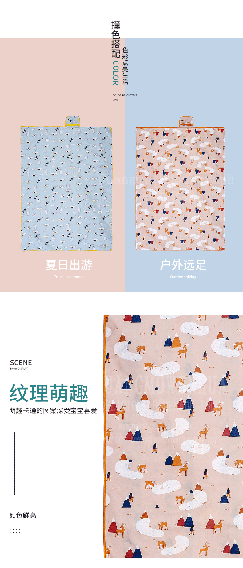 Collection Outdoor Picnic Mat Parent-Child Spring Outing Picnic Blanket Thickened Oxford Cloth Moisture Proof Pad Picnic Tent Floor Mat Portable