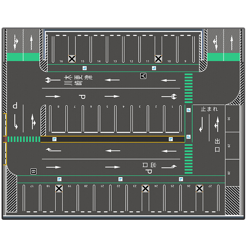 Children&#039;s Urban Traffic Scene Picture Floor Mat Road Crawling Mat Car Model Outdoor Parking Lot Track Game Blanket Mat