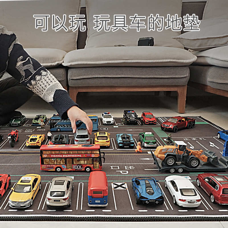 Children&#039;s Urban Traffic Scene Picture Floor Mat Road Crawling Mat Car Model Outdoor Parking Lot Track Game Blanket Mat