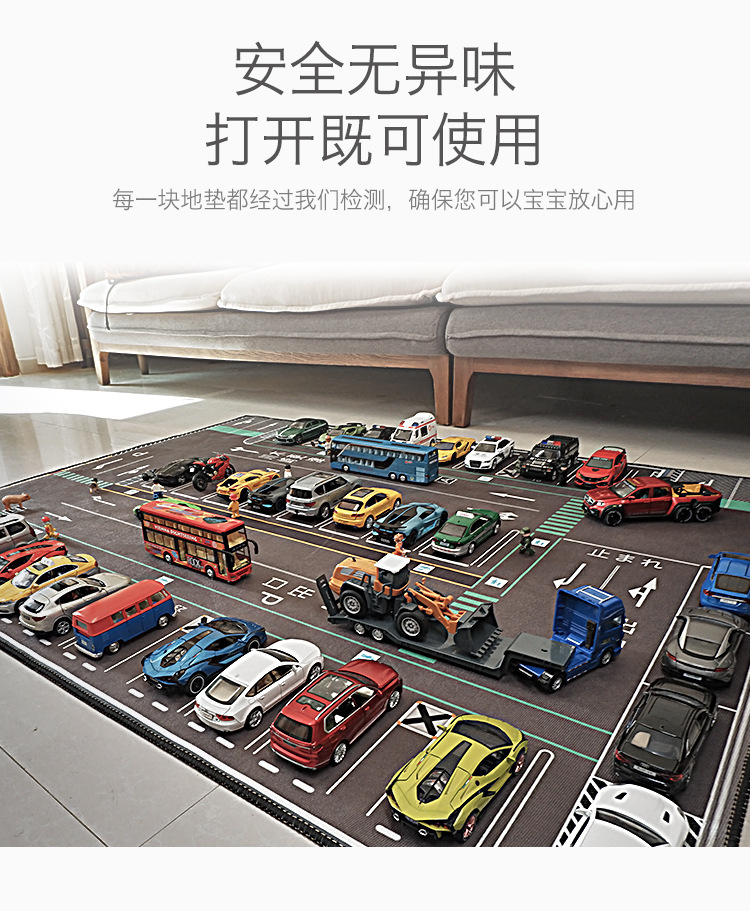 Children's Urban Traffic Scene Picture Floor Mat Road Crawling Mat Car Model Outdoor Parking Lot Track Game Blanket Mat