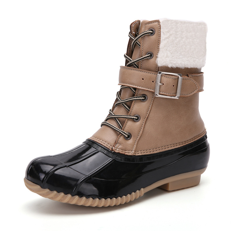 Amazon Cross-Border Winter Outdoors plus Size Women&#039;s Shoes High-Top Velvet Cotton Shoes Warm Duck Hunting Shoes Leisure Snow Boots Women