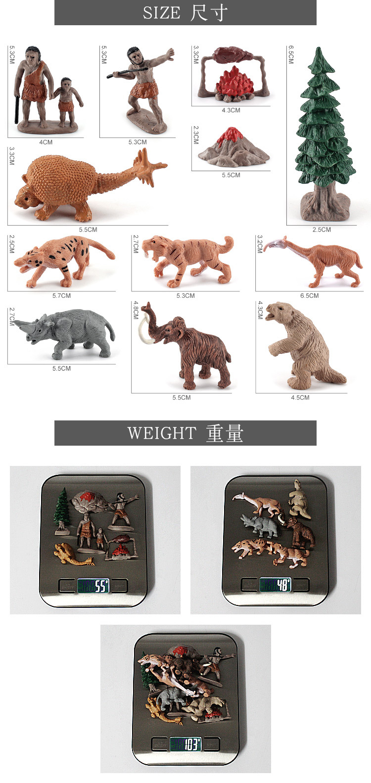Cross-Border Simulation Primitive Human Prehistoric Animal Model Children's Cognition Cave Man Life Hunting Scene Decoration