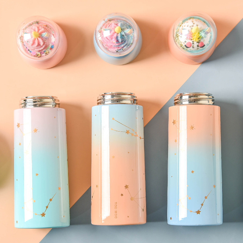 Korean Style Creative DIY Micro Landscape Cartoon Thermal Mug Cute Internet Celebrity Water Cup Female Student Portable Sports Cup