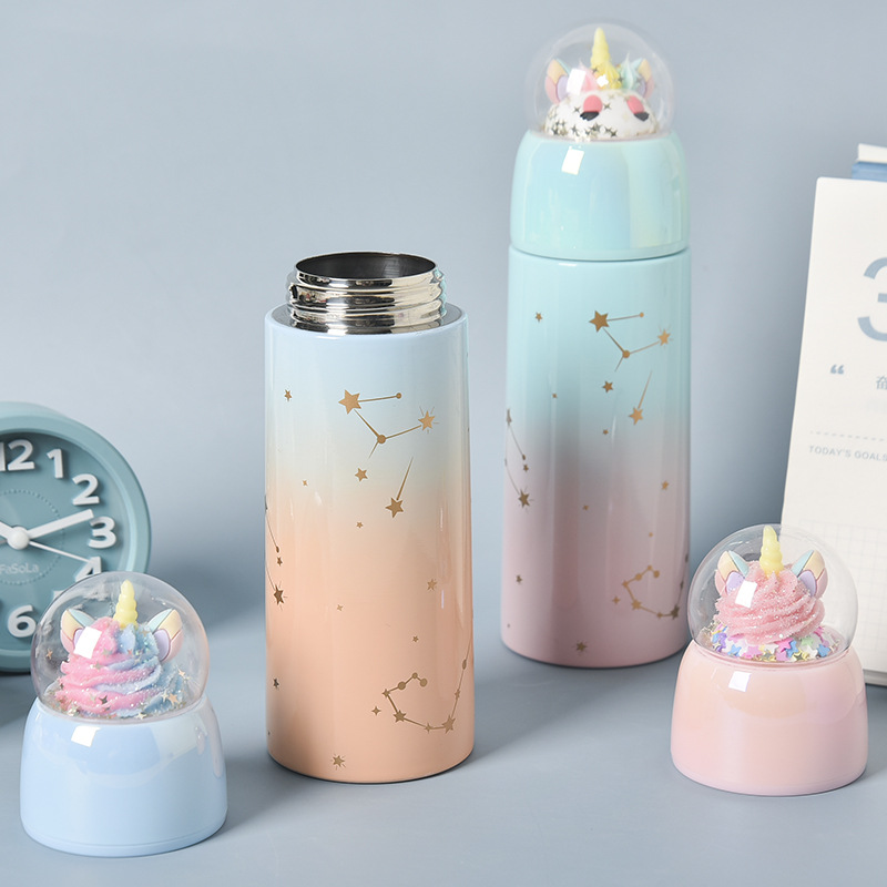 Korean Style Creative DIY Micro Landscape Cartoon Thermal Mug Cute Internet Celebrity Water Cup Female Student Portable Sports Cup