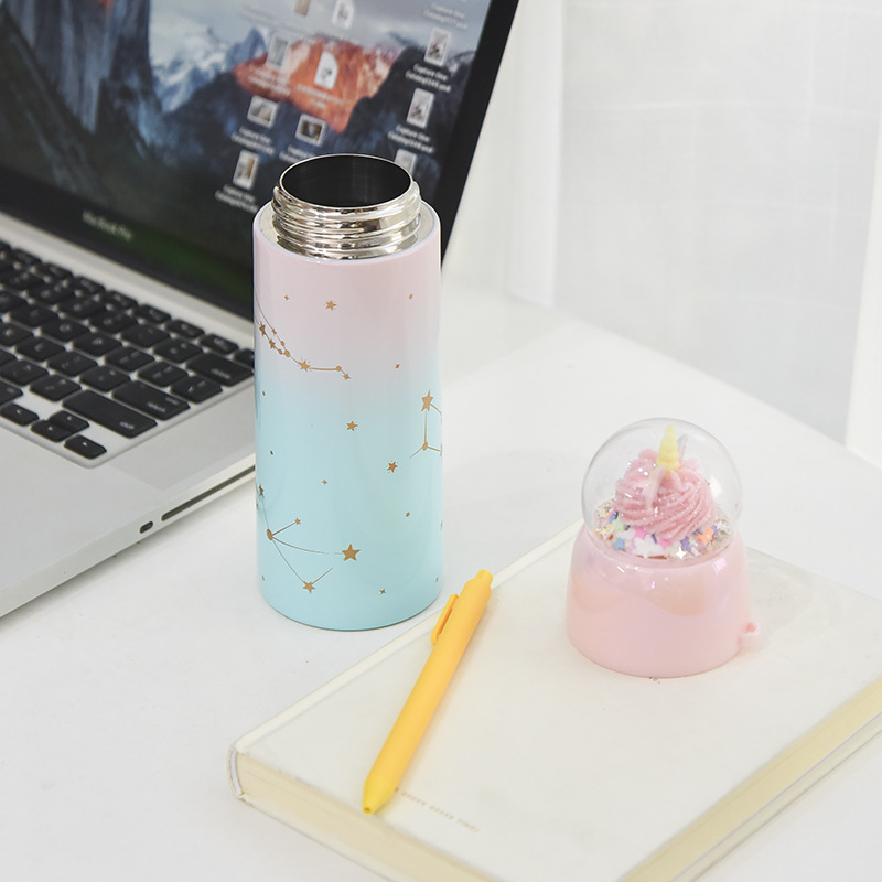 Korean Style Creative DIY Micro Landscape Cartoon Thermal Mug Cute Internet Celebrity Water Cup Female Student Portable Sports Cup