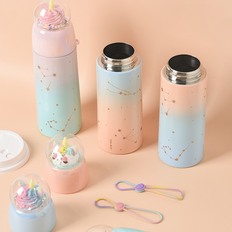 Korean Style Creative DIY Micro Landscape Cartoon Thermal Mug Cute Internet Celebrity Water Cup Female Student Portable Sports Cup