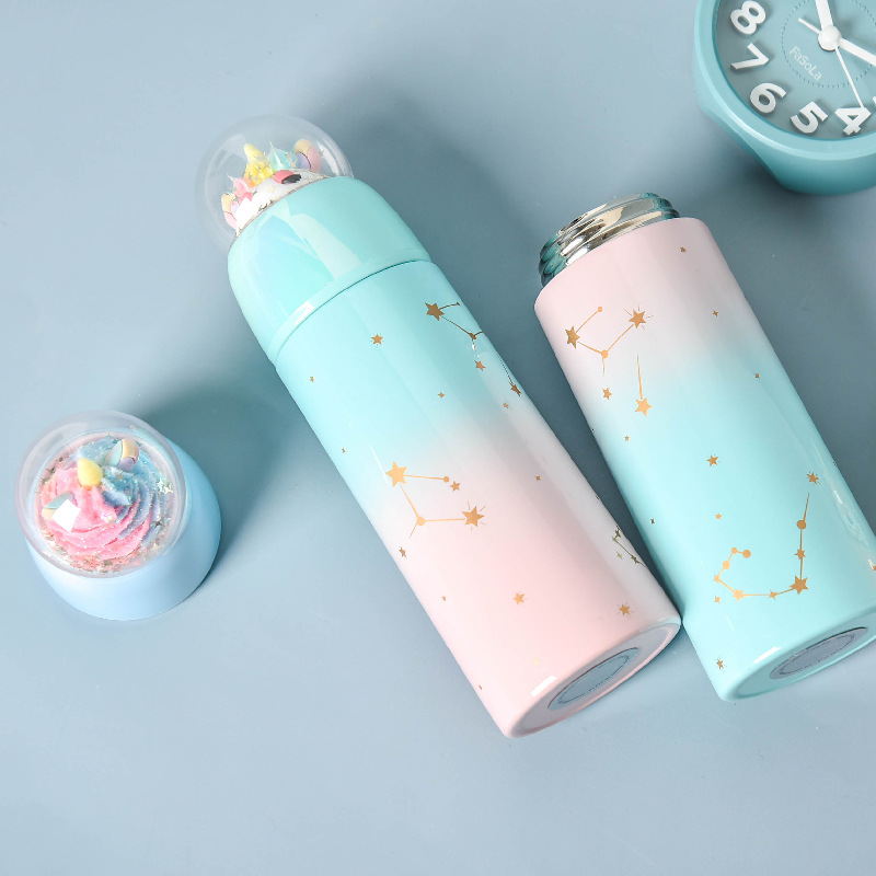 Korean Style Creative DIY Micro Landscape Cartoon Thermal Mug Cute Internet Celebrity Water Cup Female Student Portable Sports Cup