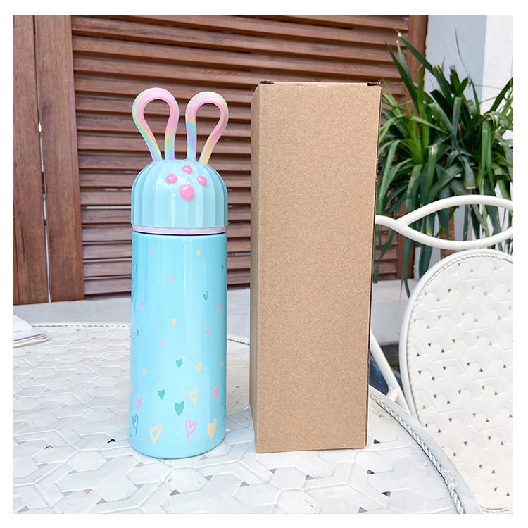 New Rope Holding Rabbit Ear Thermos Cup Portable Outdoor Carry-on Cup Men and Women Sports Cup Couple Drinking Water Cup Wholesale