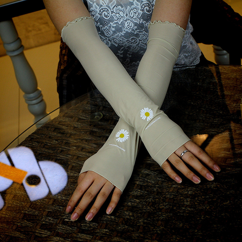 Daisy Sun Protection Hand Sleeve Women&#039;s Summer Silk Ice Sleeve Ice Arm Protection UV Factory Currently Available Direct Wholesale