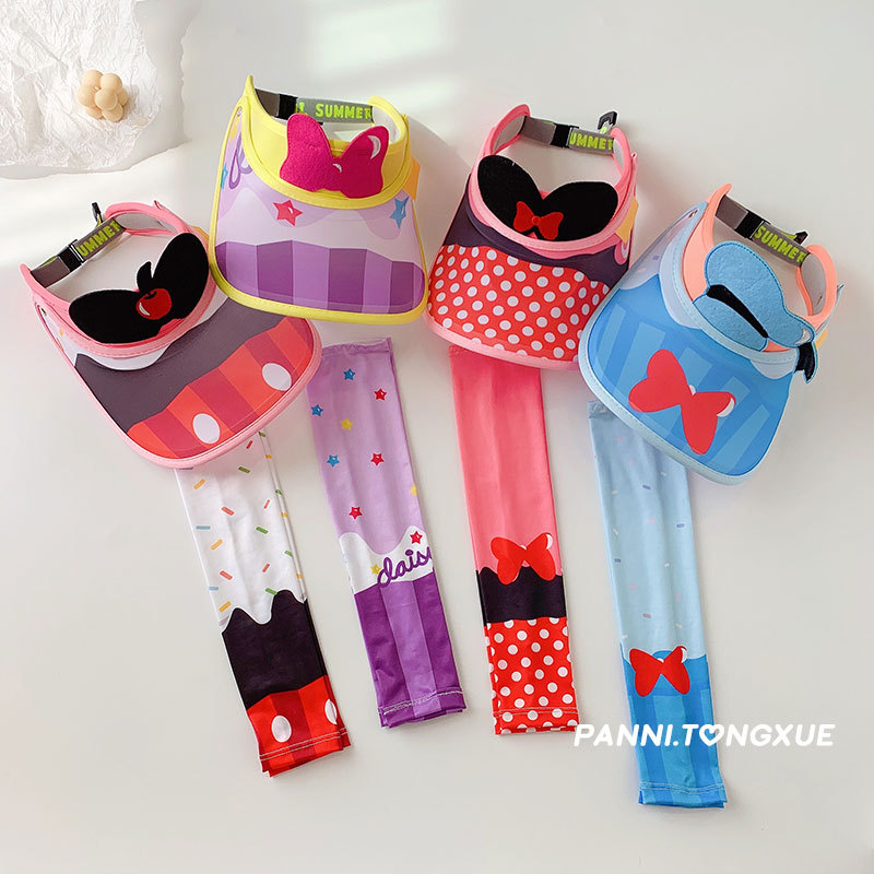Children&#039;s Three-Dimensional Topless Hat Sun Hat Ice Sleeve Two-Piece Set Sun Protection UV Protection Cute Cartoon Sun Hat Summer