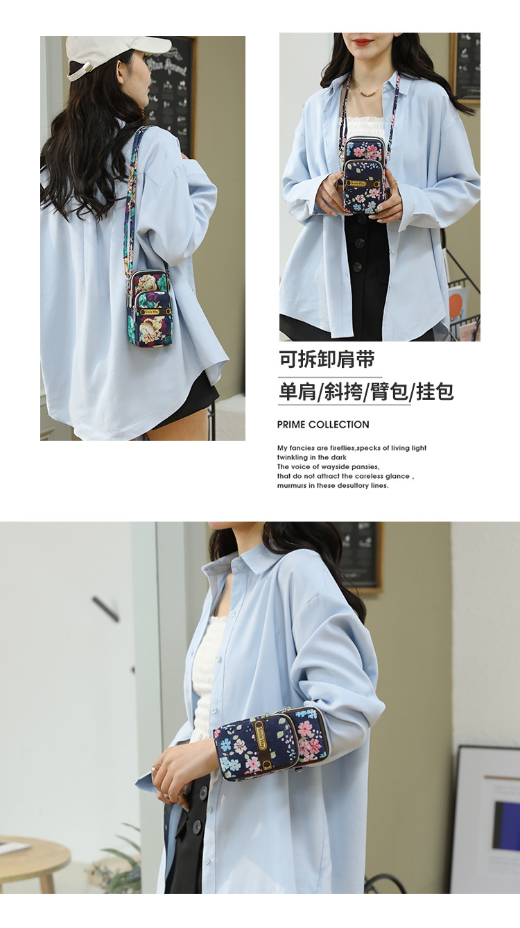 Cross-Border Outdoor Sports Oxford Cloth Arm Wrist Bag Fresh Literary Flower Printing Zipper Fashion Color Mobile Phone Bag for Women Cross-Border Outdoor Sports Oxford Cloth Arm Wrist Bag Fresh Literary Flower Printing Zipper Fashion Color Mobile Phone Bag for Women