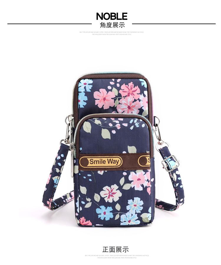 Cross-Border Outdoor Sports Oxford Cloth Arm Wrist Bag Fresh Literary Flower Printing Zipper Fashion Color Mobile Phone Bag for Women Cross-Border Outdoor Sports Oxford Cloth Arm Wrist Bag Fresh Literary Flower Printing Zipper Fashion Color Mobile Phone Bag for Women