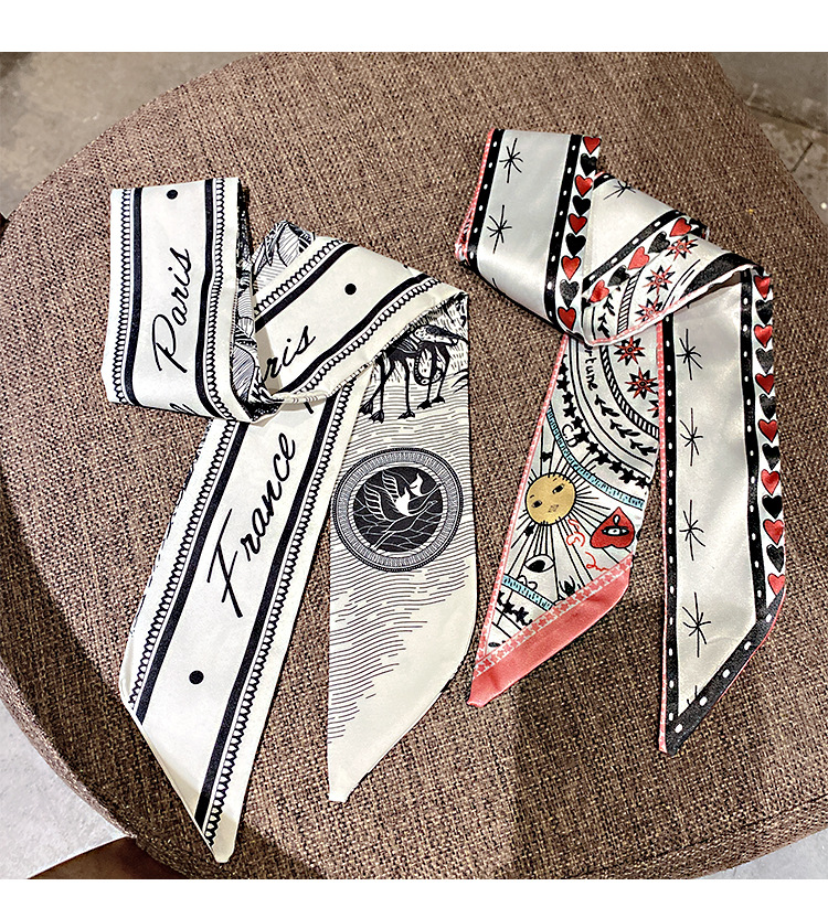 Retro French Women's Silk Scarf Hair Band Ponytail Hair String Small Long Decorative Scarf Ins Tie Tie-up Hair Ribbon Arm Bag Retro French Women's Silk Scarf Hair Band Ponytail Hair String Small Long Decorative Scarf Ins Tie Tie-up Hair Ribbon Arm Bag