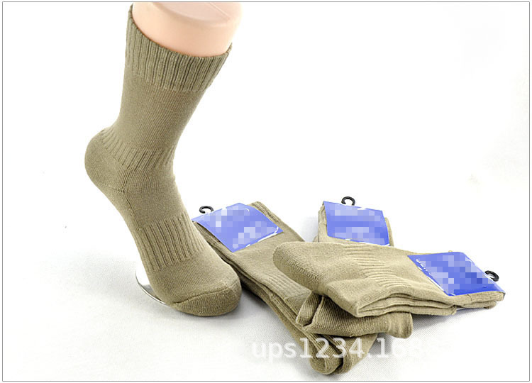 Outdoor Cold Protection Thickened Ammunition Stockings Autumn and Winter Mid-Calf Towel Bottom Sports Sweat-Absorbent Ammunition Stockings Solid Color Breathable Blended Socks
