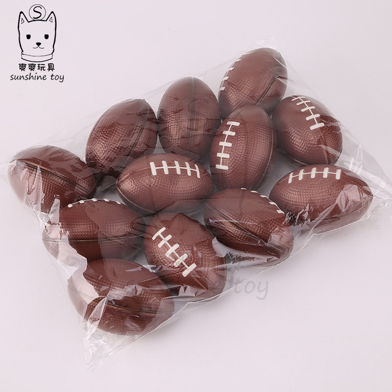 Cross-Border Hot Sale British American Small Brown Rugby Decompression Toys for Children Foam Decompression Pu Ball Custom Printing