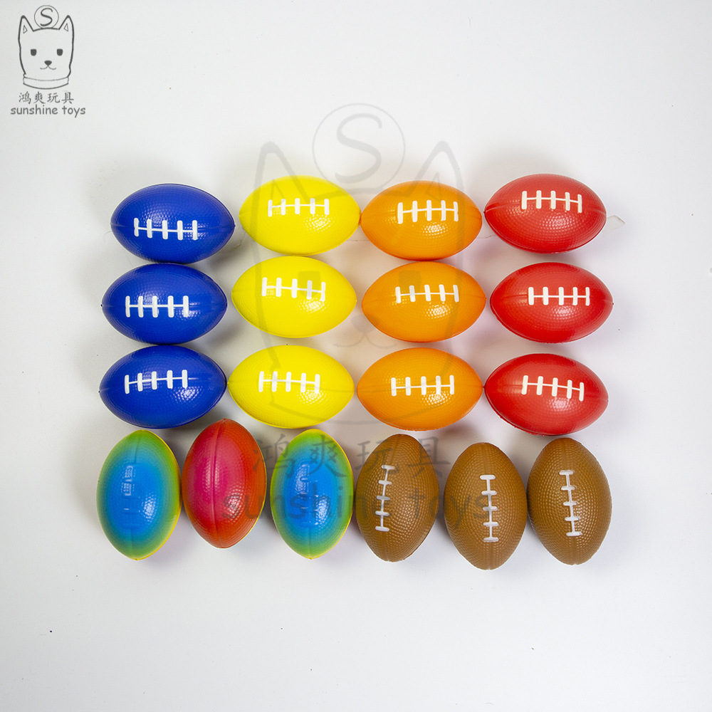 Cross-Border Hot Sale British American Small Brown Rugby Decompression Toys for Children Foam Decompression Pu Ball Custom Printing