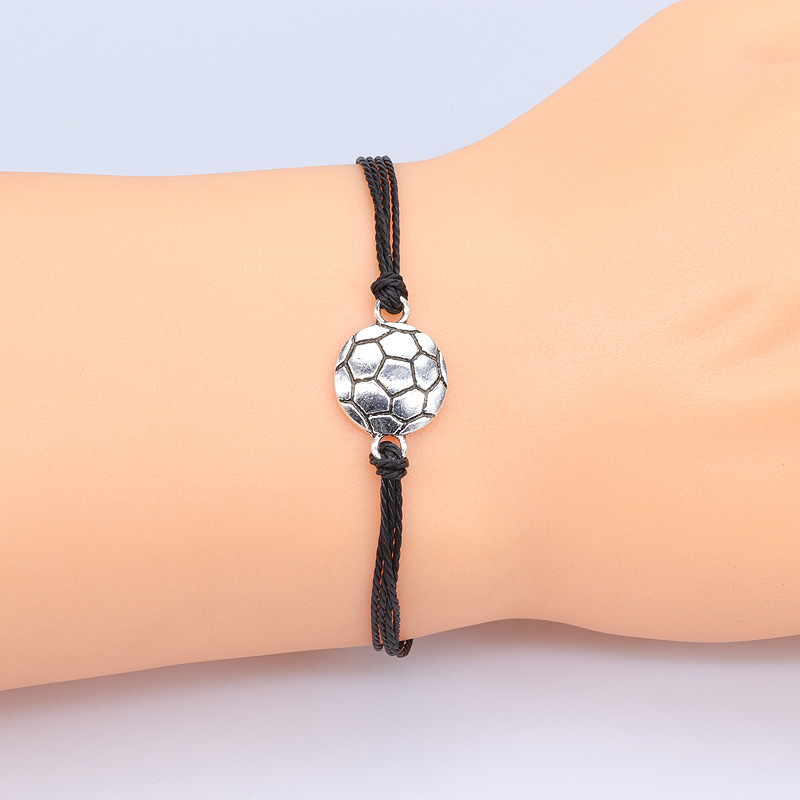 Europe and America Cross Border Hot Sale New Football Bracelet Waterproof Wax Line Woven Volleyball Baseball Rugby Basketball Bracelet