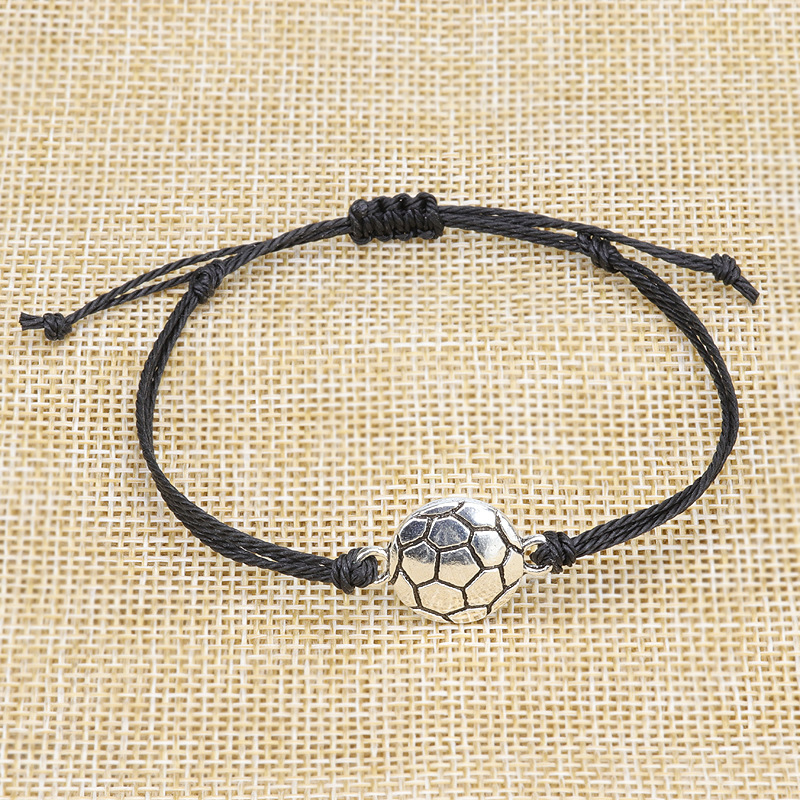 Europe and America Cross Border Hot Sale New Football Bracelet Waterproof Wax Line Woven Volleyball Baseball Rugby Basketball Bracelet