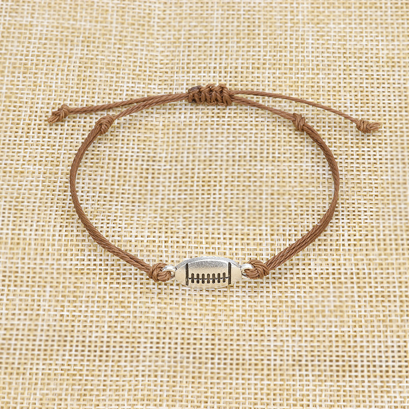 Europe and America Cross Border Hot Sale New Football Bracelet Waterproof Wax Line Woven Volleyball Baseball Rugby Basketball Bracelet