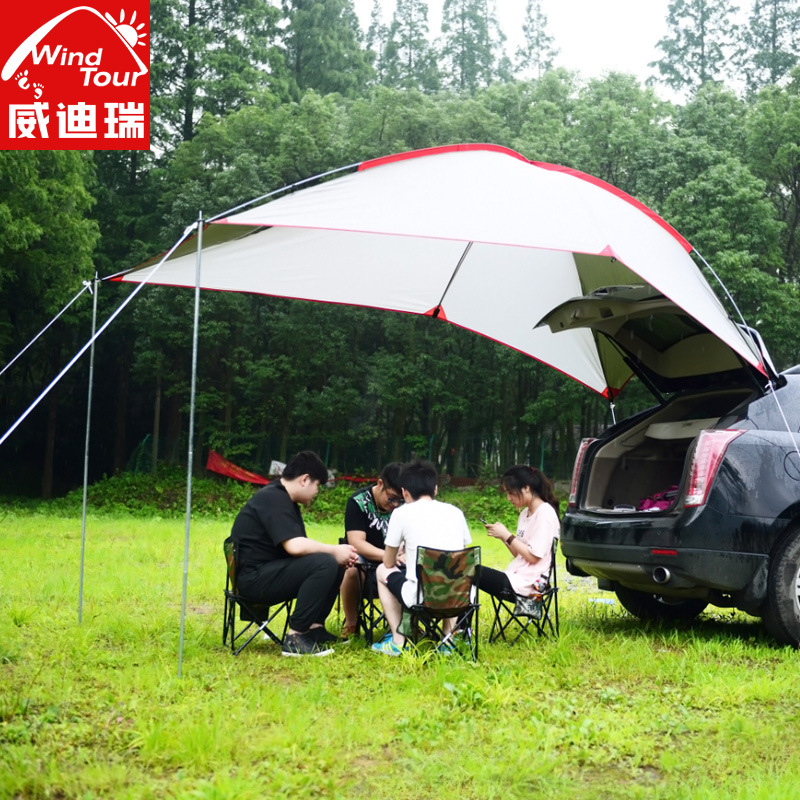 Outdoor Portable Camping Rear Tent Self-Driving Travel Barbecue Multi-Person Rain-Proof Sunshade Canopy Beach Canopy Tent Canopy
