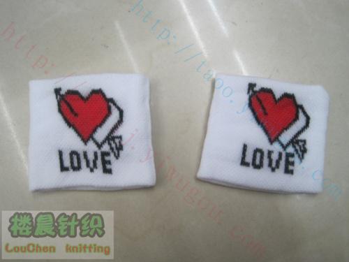 A stone heart patterned Jacquard knit cuff LOVE an arrow piercing scene sports wristbands ultra-thin breathable jewelry wrist band