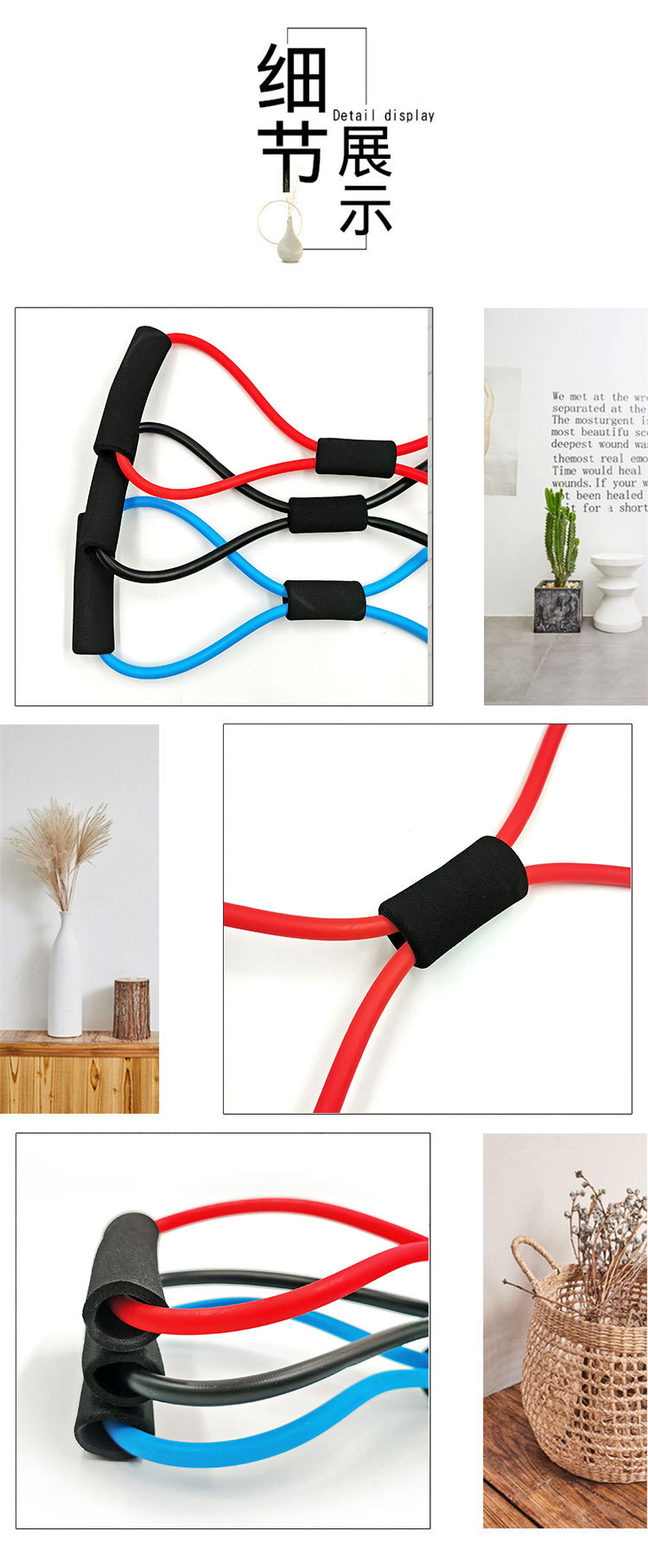 Eight-Character Chest Expander Elastic String Women's Pilates Resistance Band 8-Character Chest Expander Yoga Open Shoulder Beauty Back Pulling Rope