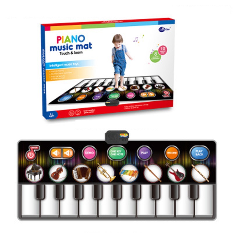 Children&#039;s Harmonium Music Blanket Baby Crawling Blanket Black and White Musical Instrument Stain-Resistant Electronic Keyboard Recording Music Dancing Carpet