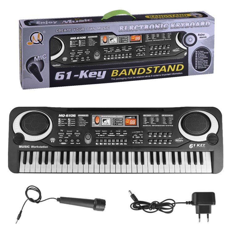 Amazon Hot Selling Children&#039;s Electronic Keyboard Multi-Function 61-Key Electric Piano Musical Instrument Toy with Microphone