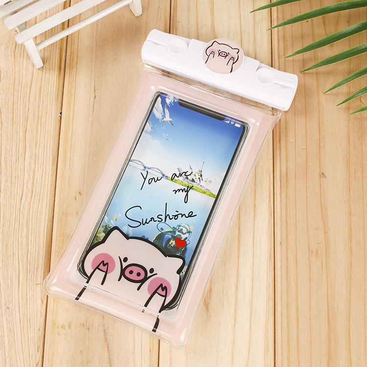 Factory Direct Sales New Inflatable Cartoon Mobile Phone Waterproof Bag Universal Swimming Diving Sealed Transparent Waterproof Protective Cover