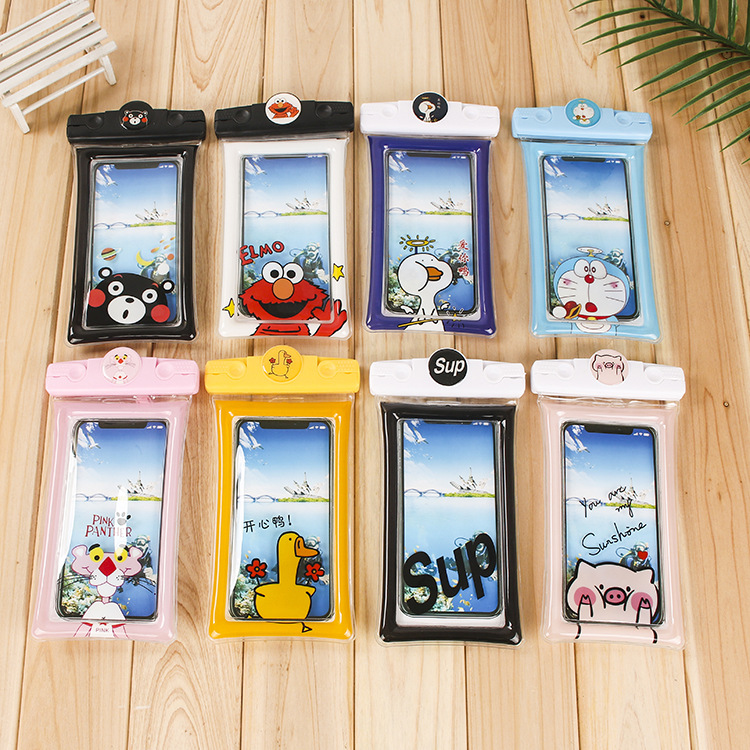 Factory Direct Sales New Inflatable Cartoon Mobile Phone Waterproof Bag Universal Swimming Diving Sealed Transparent Waterproof Protective Cover
