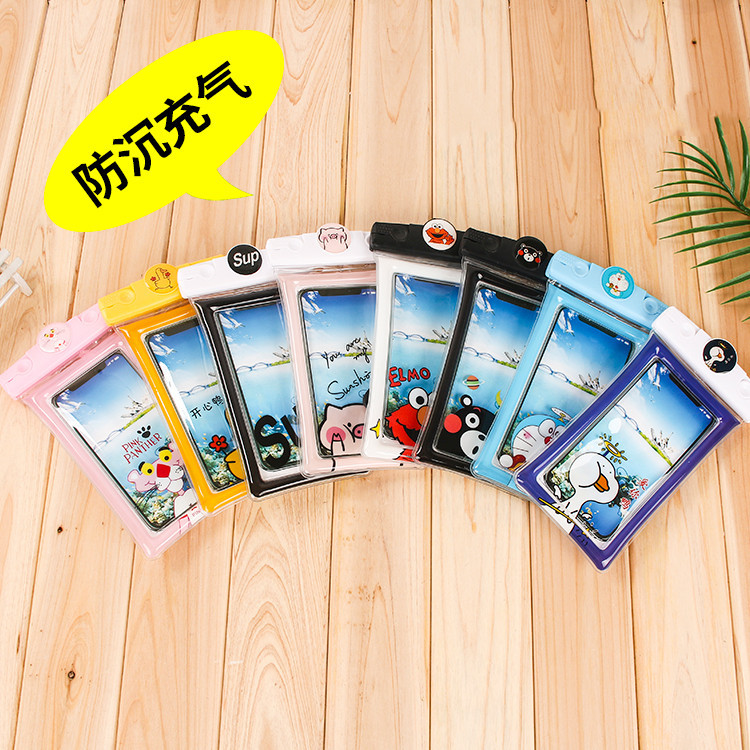 Factory Direct Sales New Inflatable Cartoon Mobile Phone Waterproof Bag Universal Swimming Diving Sealed Transparent Waterproof Protective Cover