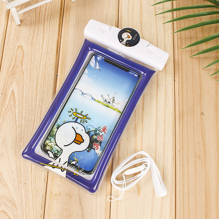 Factory Direct Sales New Inflatable Cartoon Mobile Phone Waterproof Bag Universal Swimming Diving Sealed Transparent Waterproof Protective Cover