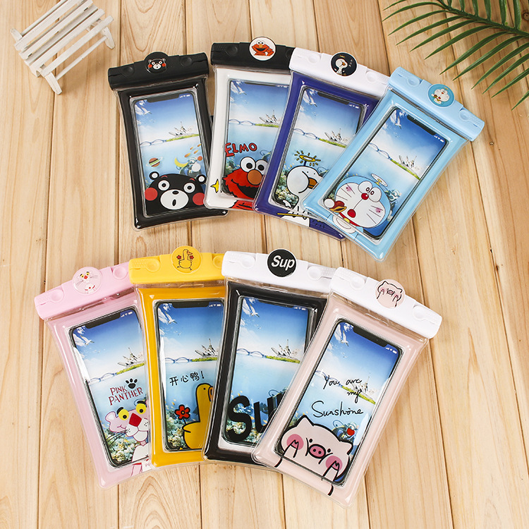 Factory Direct Sales New Inflatable Cartoon Mobile Phone Waterproof Bag Universal Swimming Diving Sealed Transparent Waterproof Protective Cover