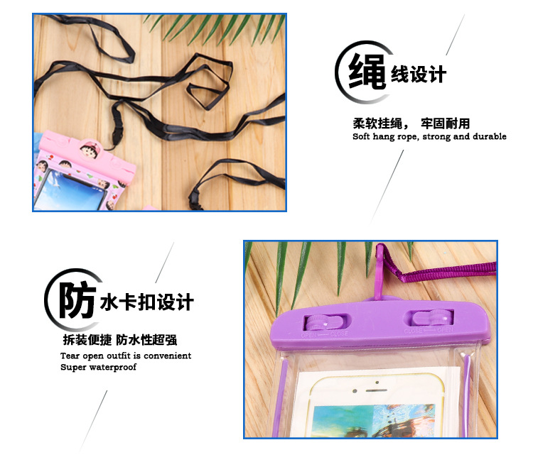 Factory Direct Sales New Inflatable Cartoon Mobile Phone Waterproof Bag Universal Swimming Diving Sealed Transparent Waterproof Protective Cover