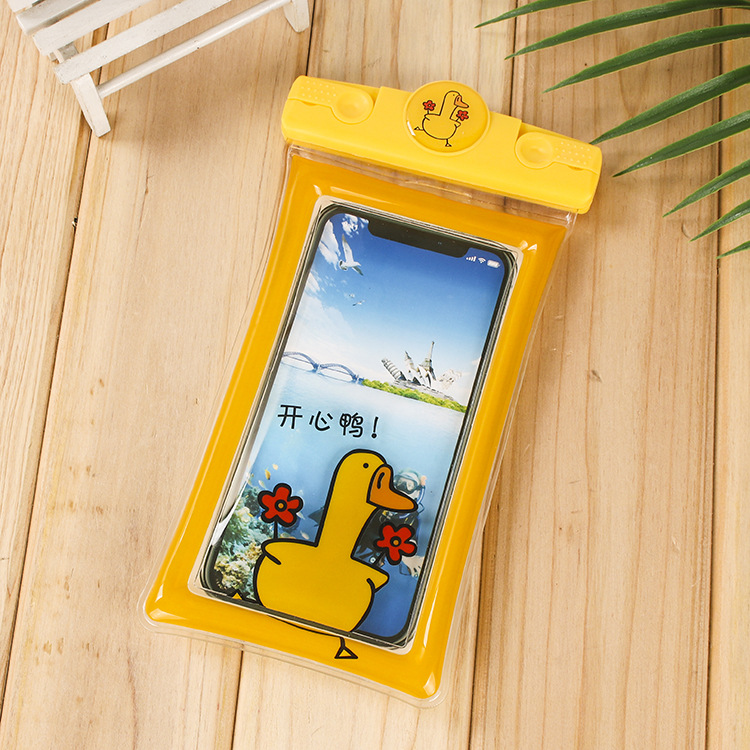 Factory Direct Sales New Inflatable Cartoon Mobile Phone Waterproof Bag Universal Swimming Diving Sealed Transparent Waterproof Protective Cover
