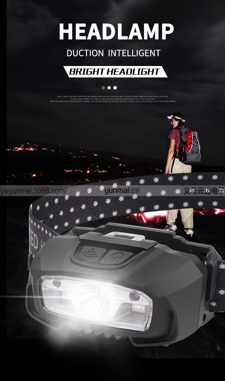 Cross-Border XPG Strong Light Sensor Headlamp LED Outdoor Camping Light Fishing Head-Mounted Strong Light Led Red Light Headlamp