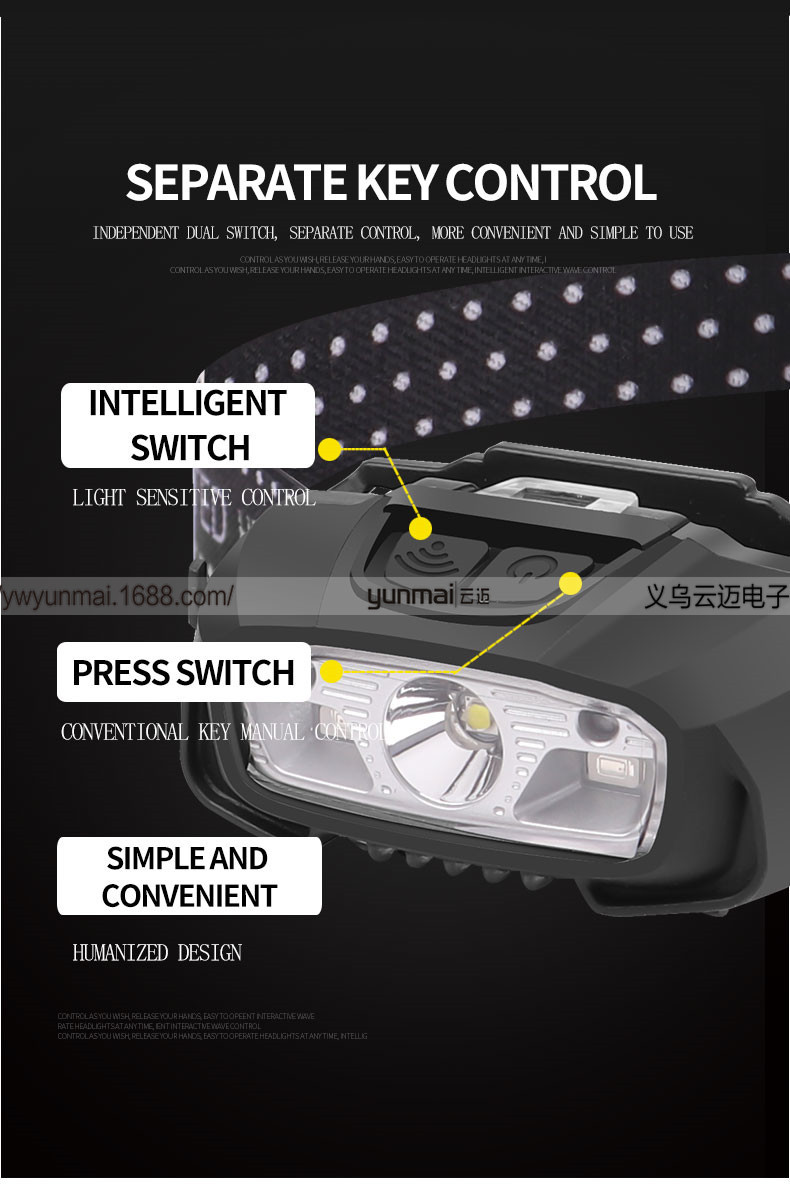Cross-Border XPG Strong Light Sensor Headlamp LED Outdoor Camping Light Fishing Head-Mounted Strong Light Led Red Light Headlamp
