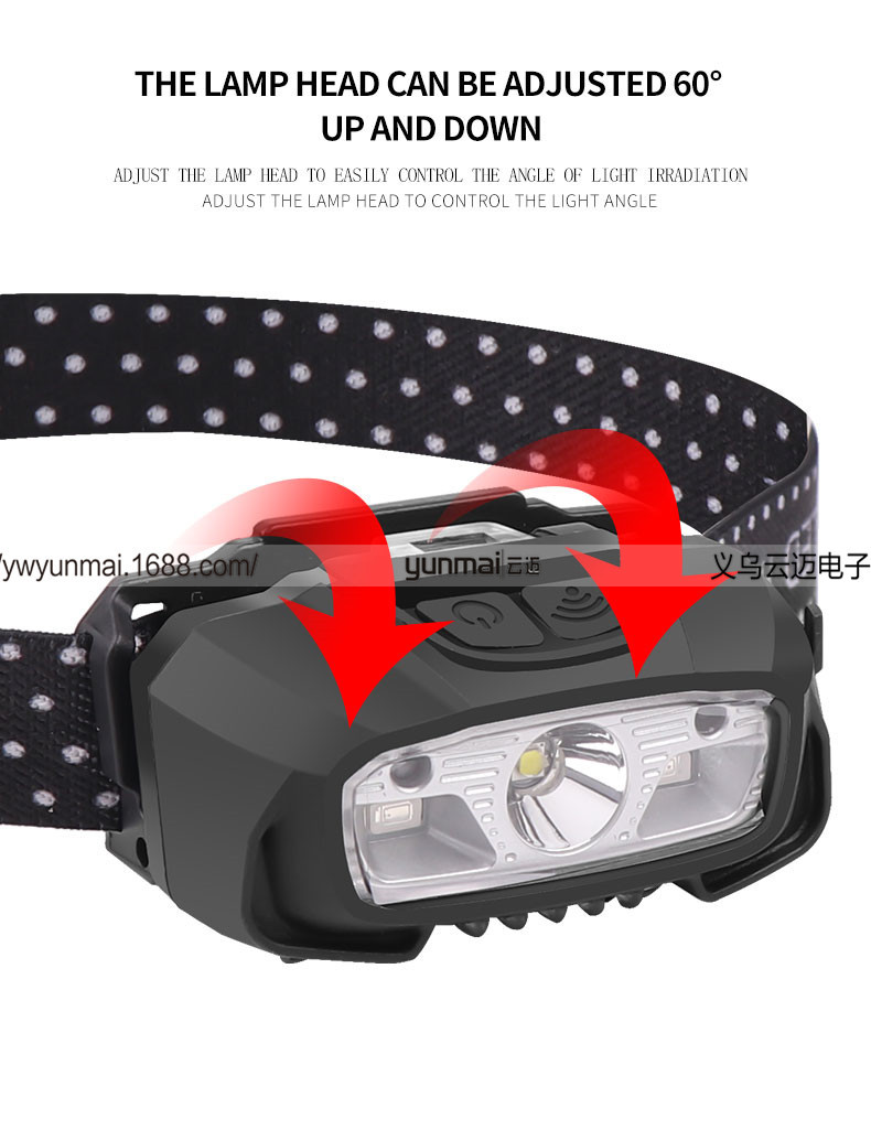 Cross-Border XPG Strong Light Sensor Headlamp LED Outdoor Camping Light Fishing Head-Mounted Strong Light Led Red Light Headlamp