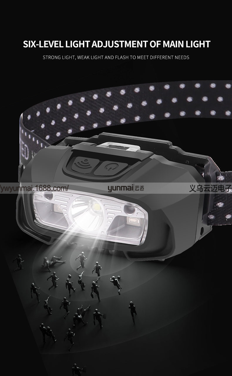 Cross-Border XPG Strong Light Sensor Headlamp LED Outdoor Camping Light Fishing Head-Mounted Strong Light Led Red Light Headlamp