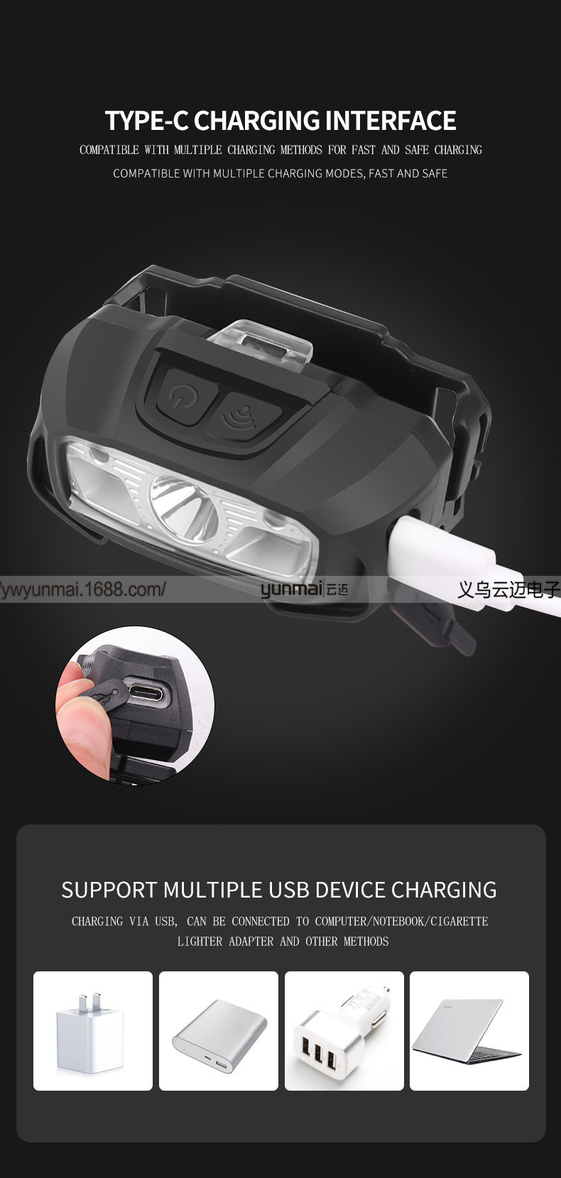Cross-Border XPG Strong Light Sensor Headlamp LED Outdoor Camping Light Fishing Head-Mounted Strong Light Led Red Light Headlamp