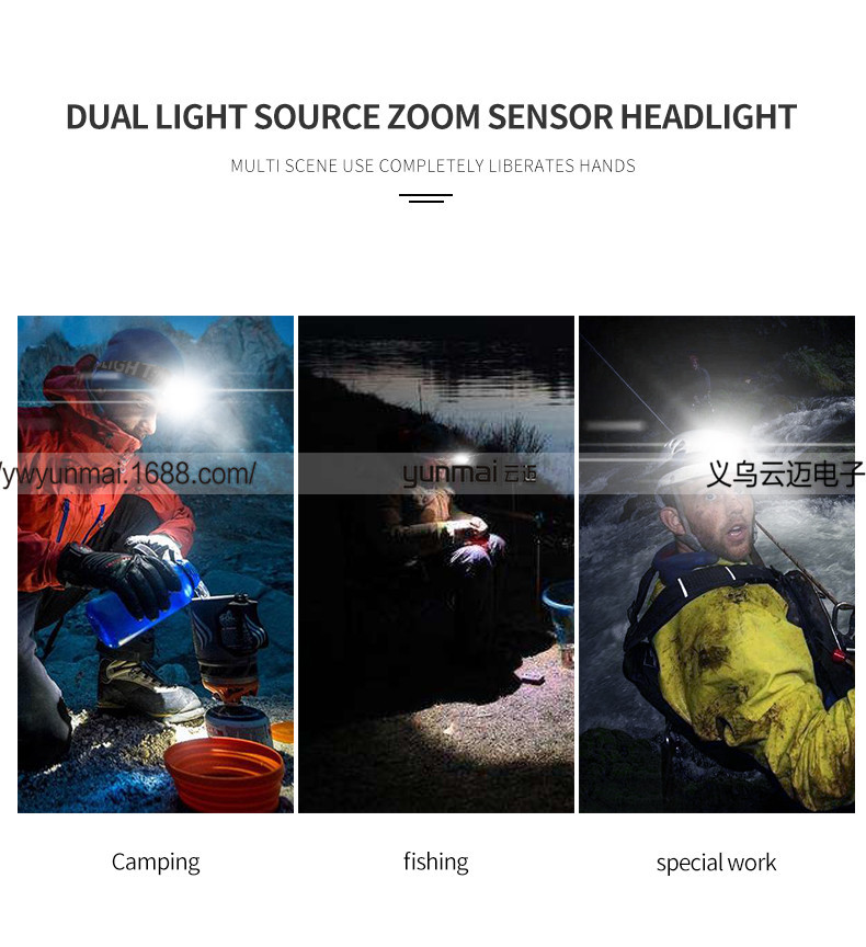 Cross-Border XPG Strong Light Sensor Headlamp LED Outdoor Camping Light Fishing Head-Mounted Strong Light Led Red Light Headlamp