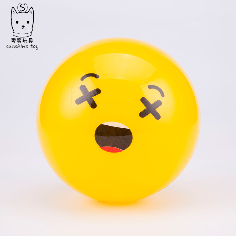 PVC ball yellow expression Children Inflatable Toy ball Kindergarten Baby Ball Bounce Ball Beach volleyball Manufacturers