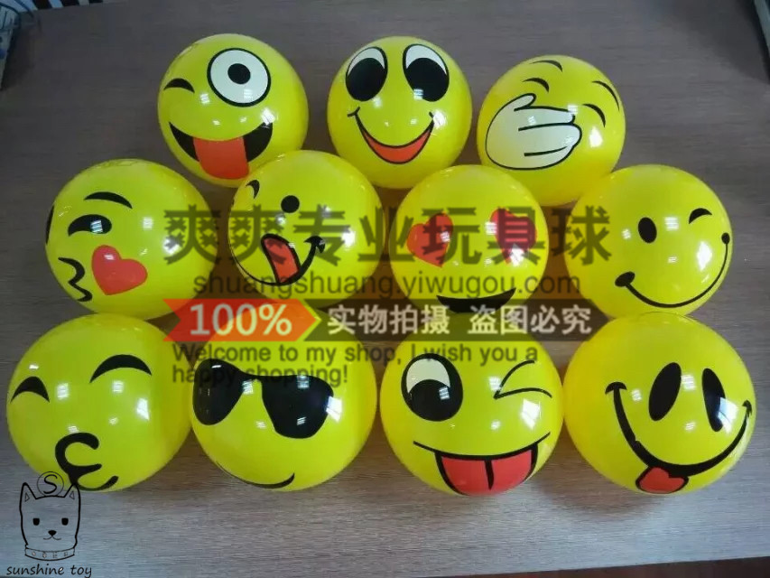 PVC ball yellow expression Children Inflatable Toy ball Kindergarten Baby Ball Bounce Ball Beach volleyball Manufacturers