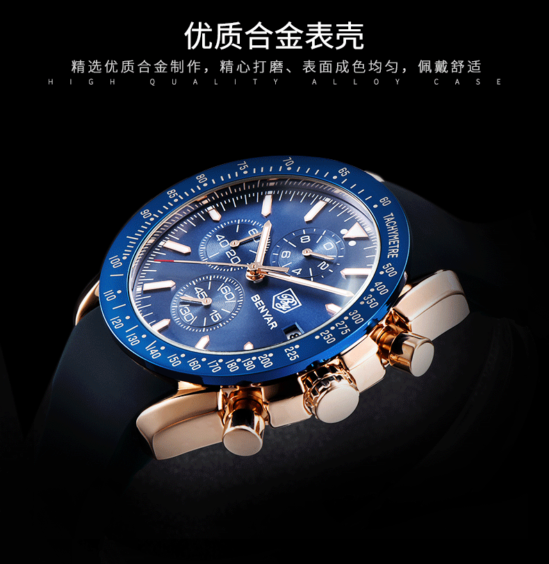 Hot Selling Watch Men's Quartz Watch MultiFunctional Waterproof Sports Fashion Men's Watch Silicone Wrist Watch 5140