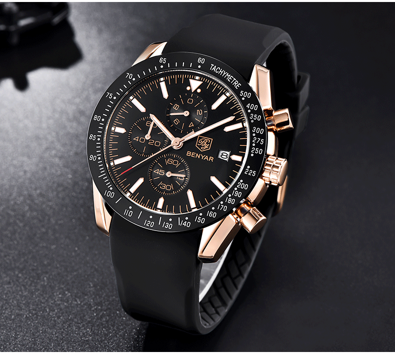 Hot Selling Watch Men's Quartz Watch MultiFunctional Waterproof Sports Fashion Men's Watch Silicone Wrist Watch 5140