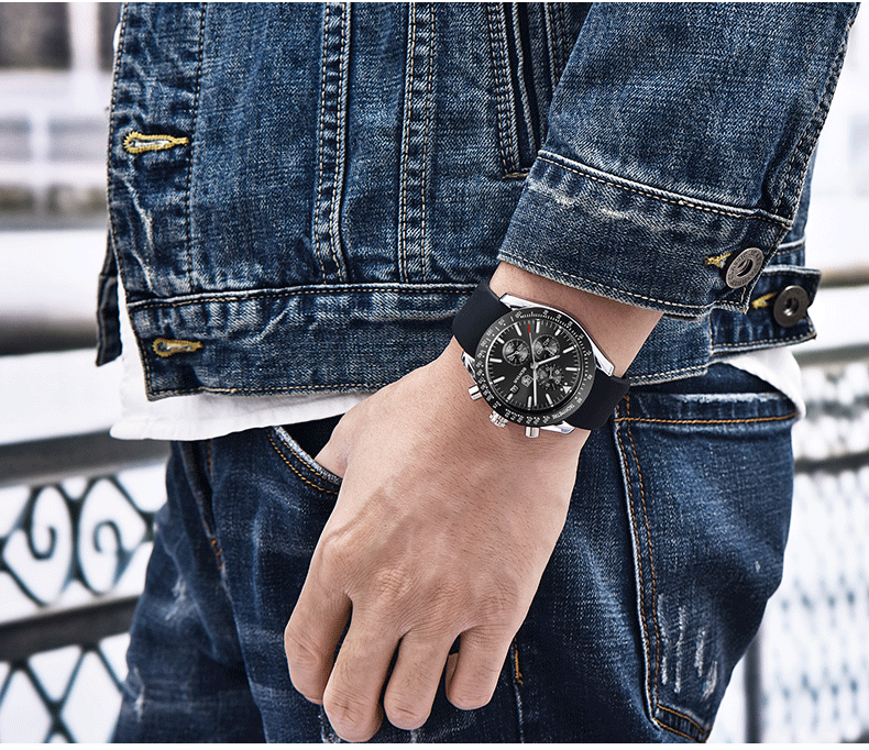 Hot Selling Watch Men's Quartz Watch MultiFunctional Waterproof Sports Fashion Men's Watch Silicone Wrist Watch 5140