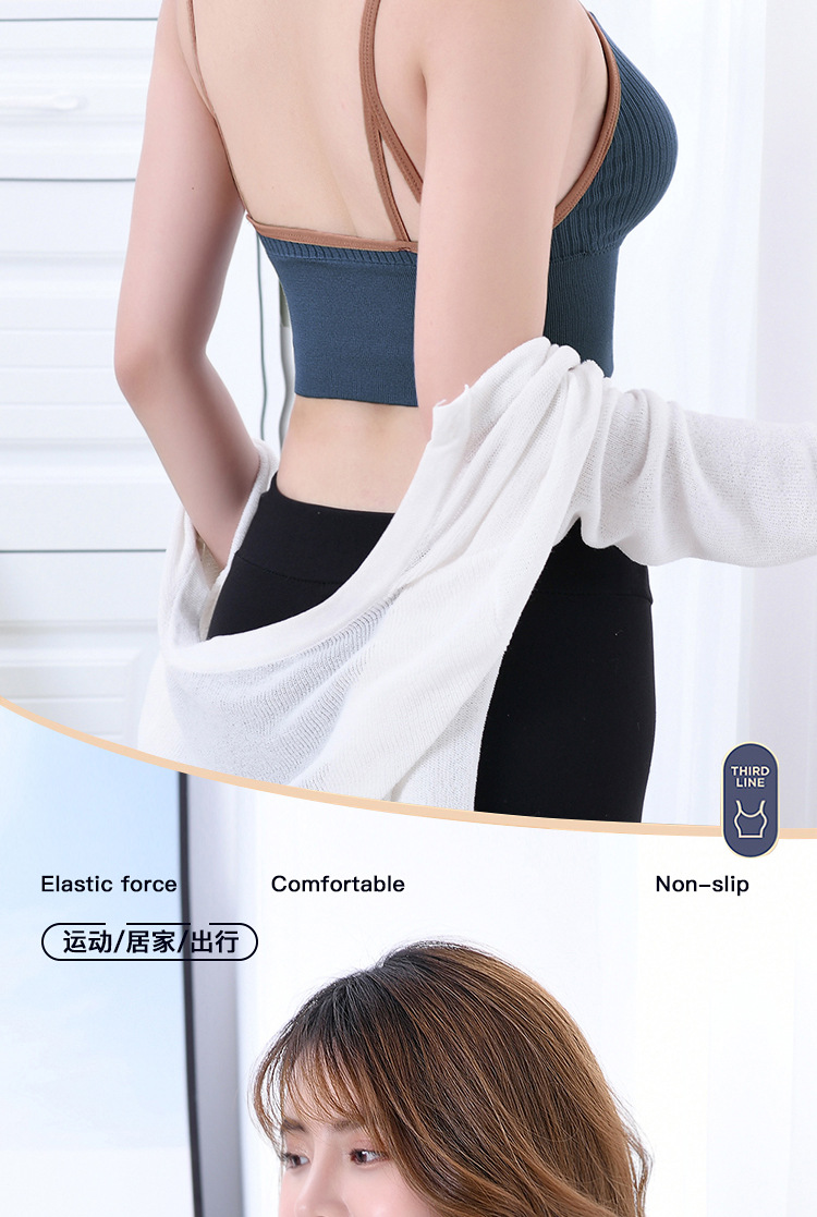 2021 Summer New Deep V Front Zipper Beautiful Back Wrapped Chest Women's Small Breast Push up Underwear Anti-Slip Sling Vest Summer